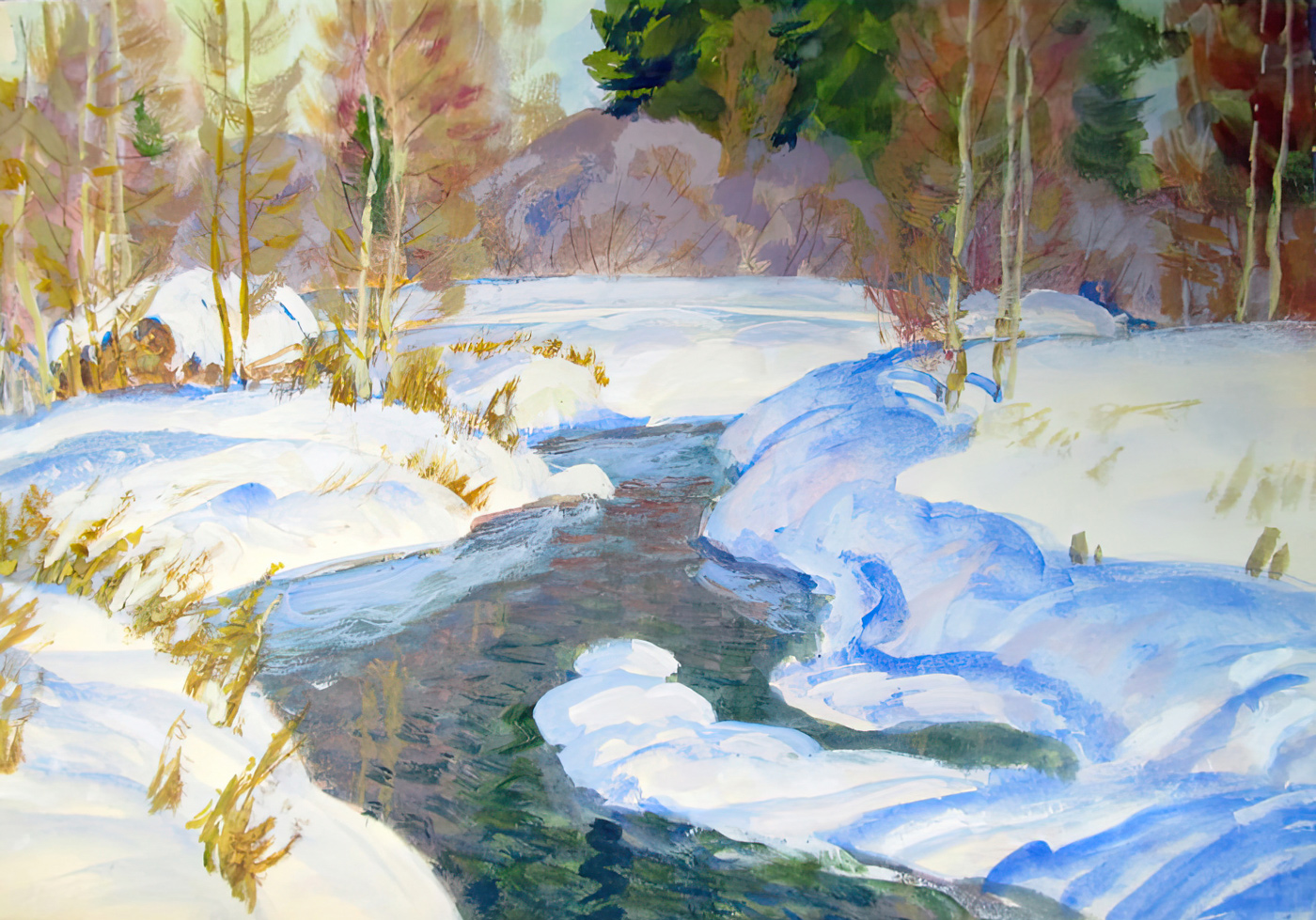 Виктор Мельников, акварель «Весенняя улыбка», 1960 г.